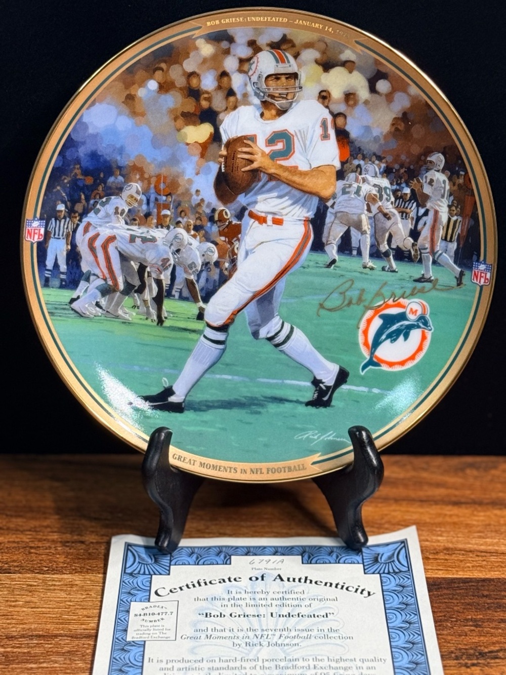 1998 THE BRADFORD EXCHANGE “Bob Griese: Undefeated” by Rick Johnson